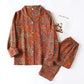 Shaani Vintage Leaf Cotton Lapel Loungewear Set