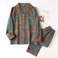 Shaani Vintage Leaf Cotton Lapel Loungewear Set