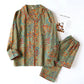 Shaani Vintage Leaf Cotton Lapel Loungewear Set